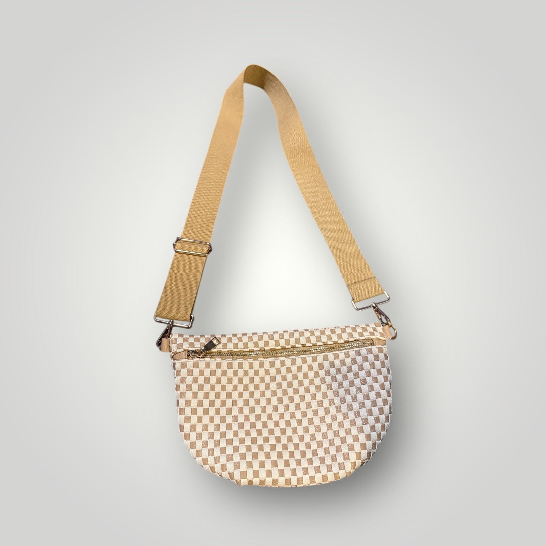 Woven Checker Crossbody Purse